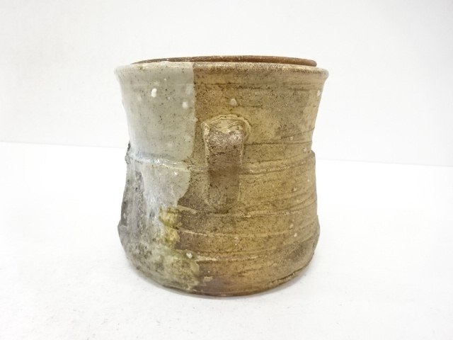  作家物　信楽焼　耳付水指(保護箱付)